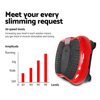 Everfit Vibration Machine Platform Vibrator Resistance Rope Home Fitness Red