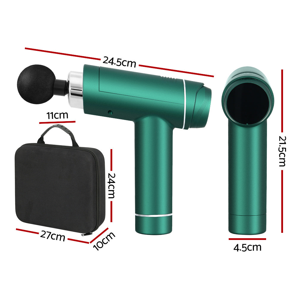 Everfit Massage Gun 30 Speed 6 Heads Vibration Muscle Massager Chargeable Green