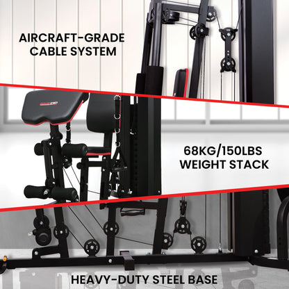 Powertrain Jx-89 Multi Station Home Gym 68kg Weight Cable Machine