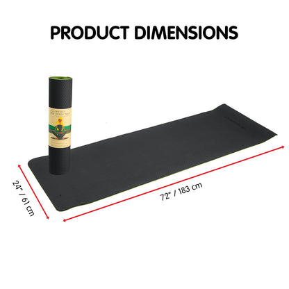 Powertrain TPE Pilates Exercise Yoga Mat 8mm - Black Green