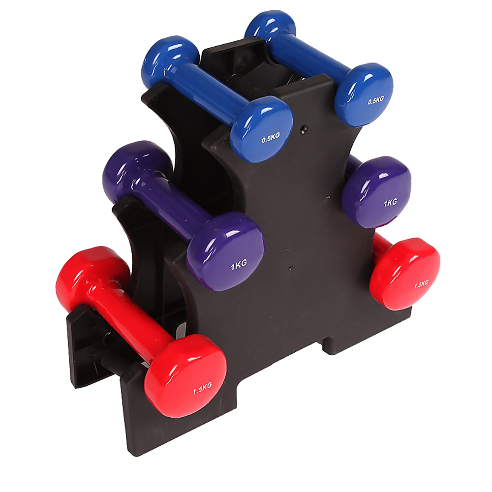 6-Piece Dumbbell Set with Rack