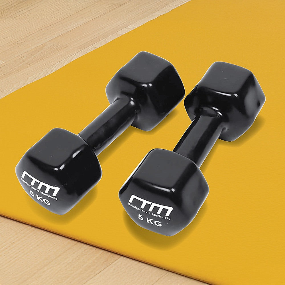 5kg Dumbbells Pair PVC Hand Weights Rubber Coated