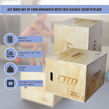 3 IN 1 Wood Plyo Games Plyometric Jump Box