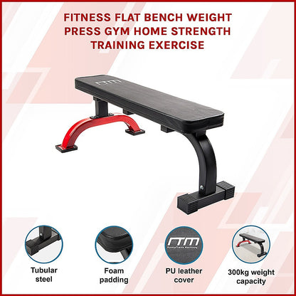 Fitness Flat Bench Weight Press Gym Home Strength Training Exercise