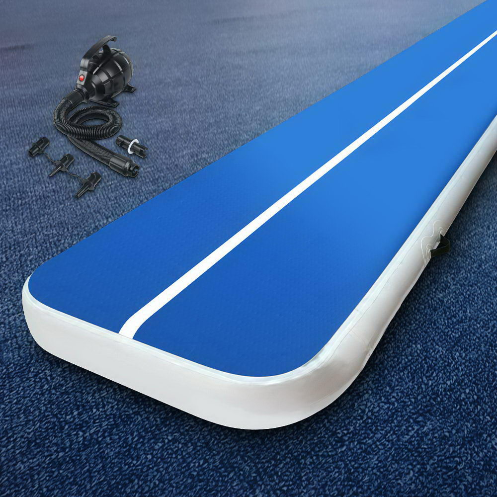 Everfit 6X1M Inflatable Air Track Mat 20CM Thick with Pump Tumbling Gymnastics Blue