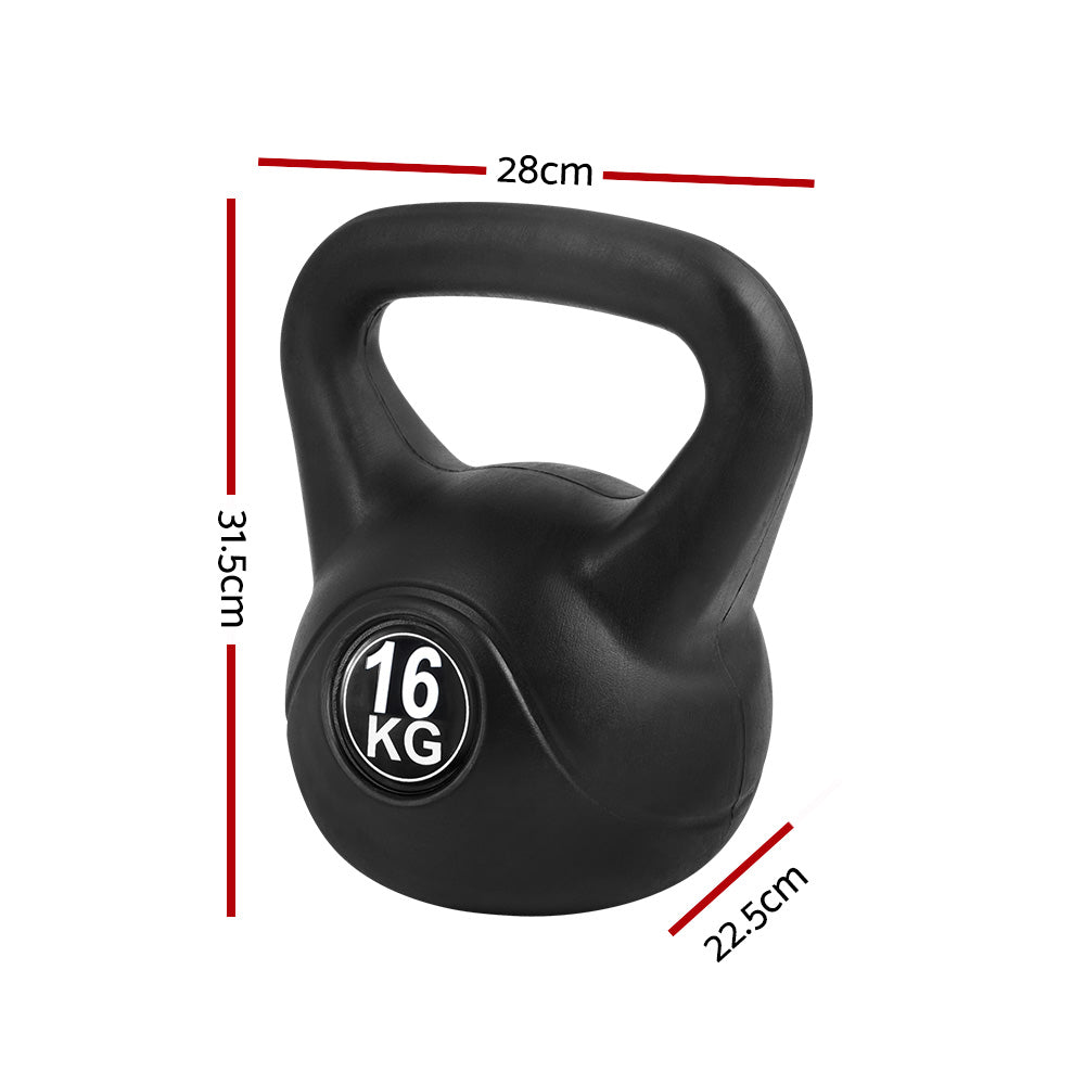 Everfit 16kg Kettlebell Set Weight Lifting Bench Dumbbells Kettle Bell Gym Home