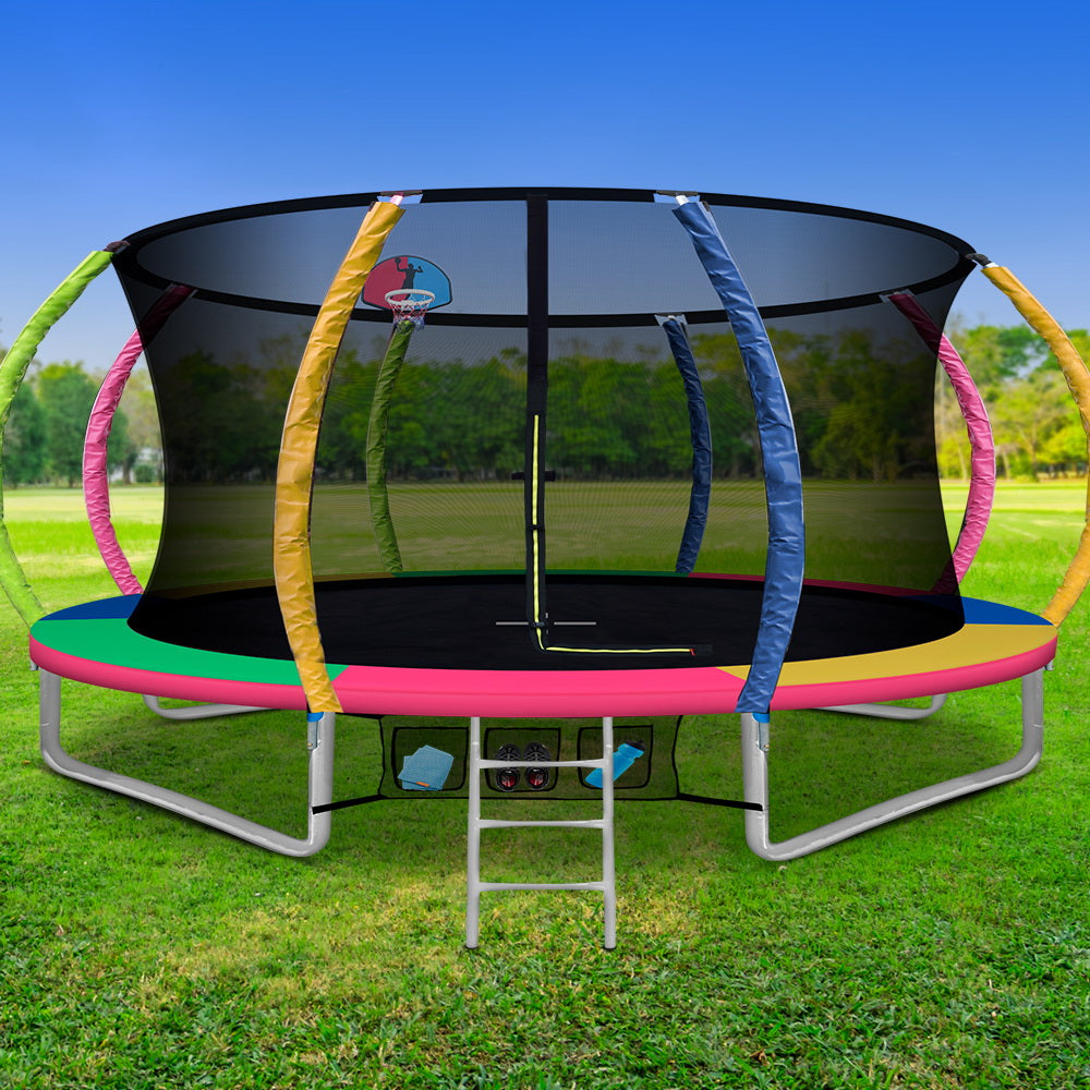 Everfit 14FT Trampoline for Kids w/ Ladder Enclosure Safety Net Rebounder Colors