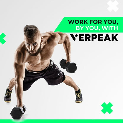 VERPEAK Rubber Hex Dumbbells (10KG x 2)