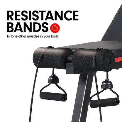 Powertrain Adjustable Incline Decline Exercise Bench Resistance Bands