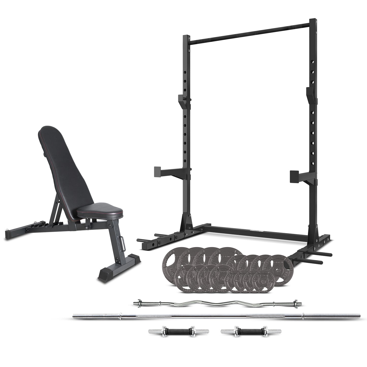 CORTEX SR3 Squat Rack with 90kg Standard Tri-Grip Weight, Bar and Bench Set