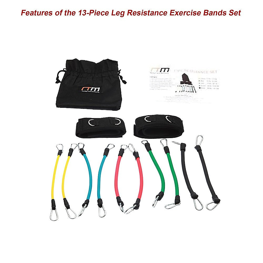 13PC Kinetic Fitness Exercise Resistance Leg Bands Tubes Set