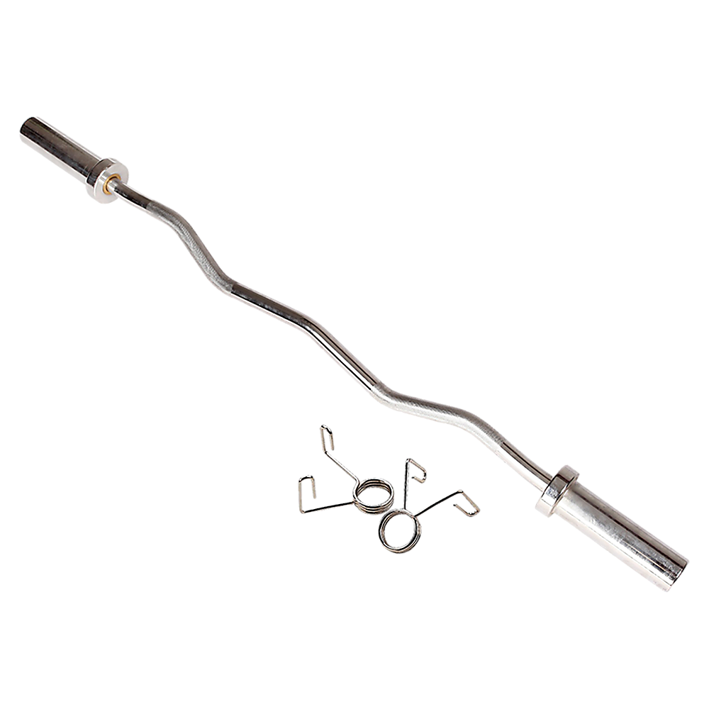 Chrome Olympic Curl Bar Barbell Heavy Duty EZ with Spring Collars