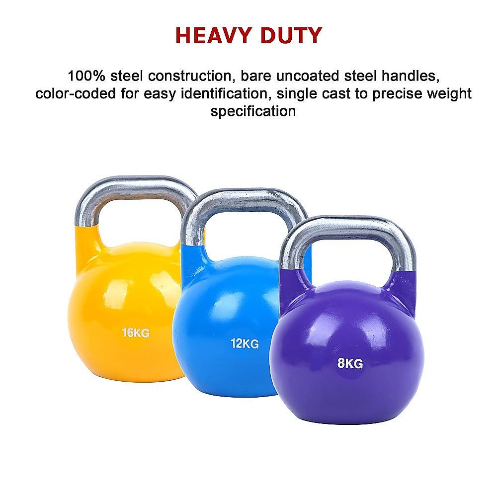 8KG, 12KG, 16KG Pro-Grade Steel KettleBell Set