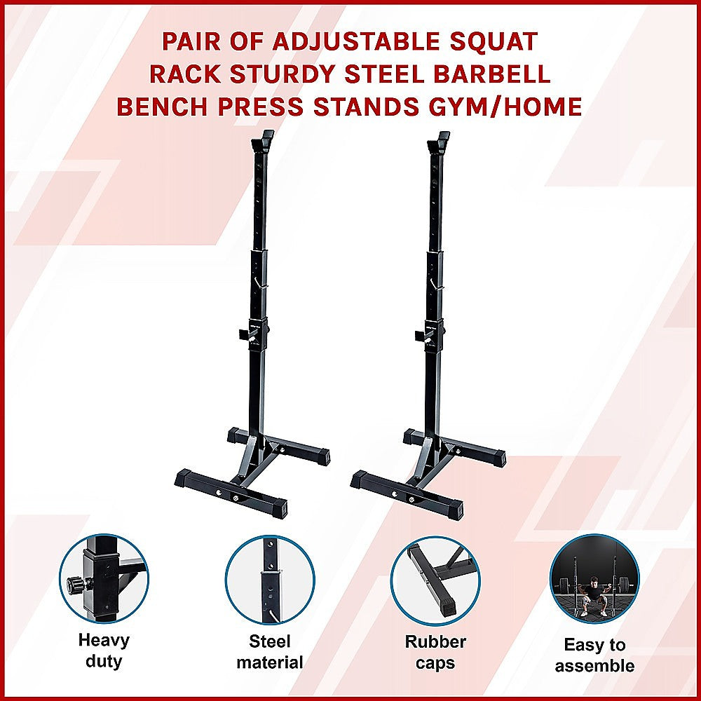 Pair of Adjustable Squat Rack Sturdy Steel Barbell Bench Press Stands GYM/HOME