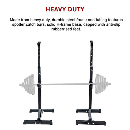 Pair of Adjustable Squat Rack Sturdy Steel Barbell Bench Press Stands GYM/HOME